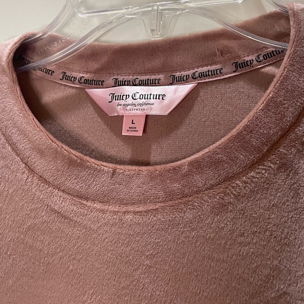 NWT Juicy Couture Velour Bling Top/Loungewear Cafe Latte Color Size L - Picture 3 of 5